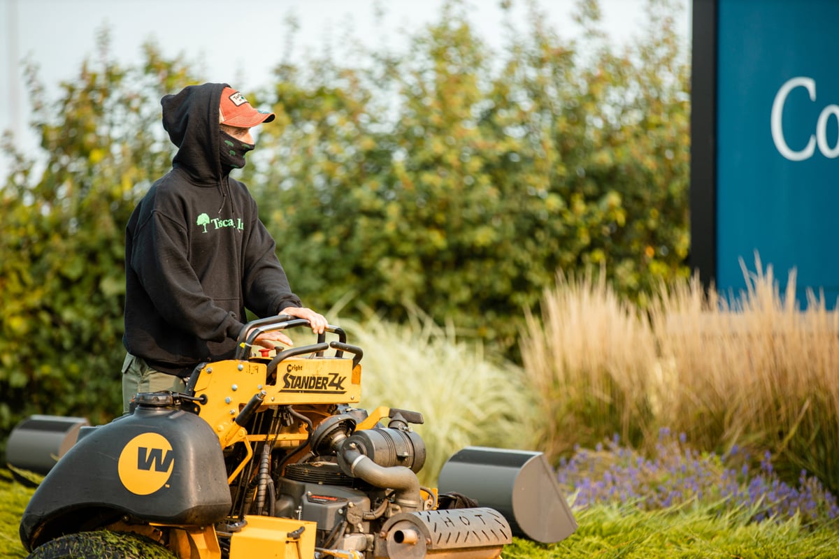 Commercial Landscaping Crew Mowing Lawn Care Kent State University College