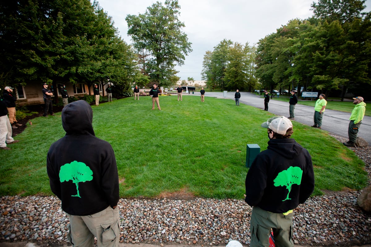 Turfscape Commercial Landscaping Team Huddle before going to work