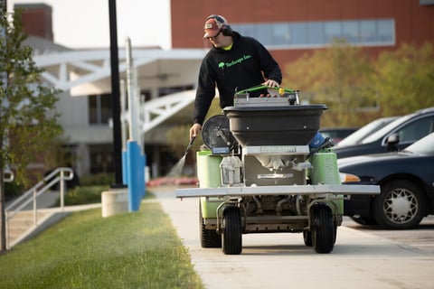 Commercial Landscaping Hospital Lawn Care Crew Technician Liquid Spraying Fertilization 4