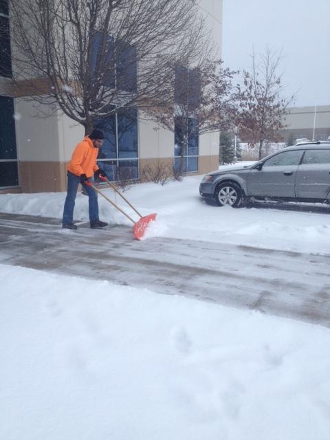 Crew team shoveling snow removal 2