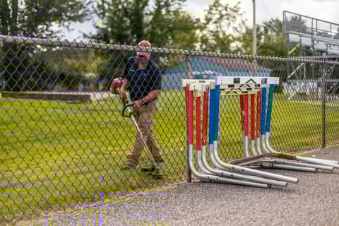 Edging fence at sports field