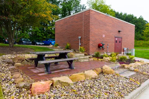 Picnic table on paver patio 
