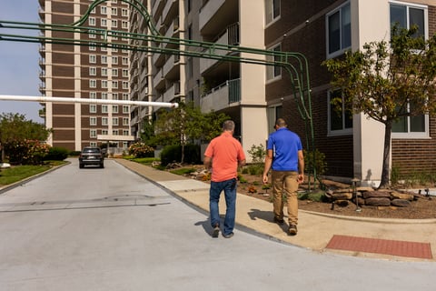customer and client walking 