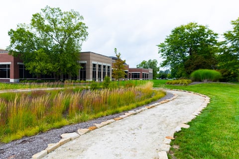 gravel walkway with stone edging 