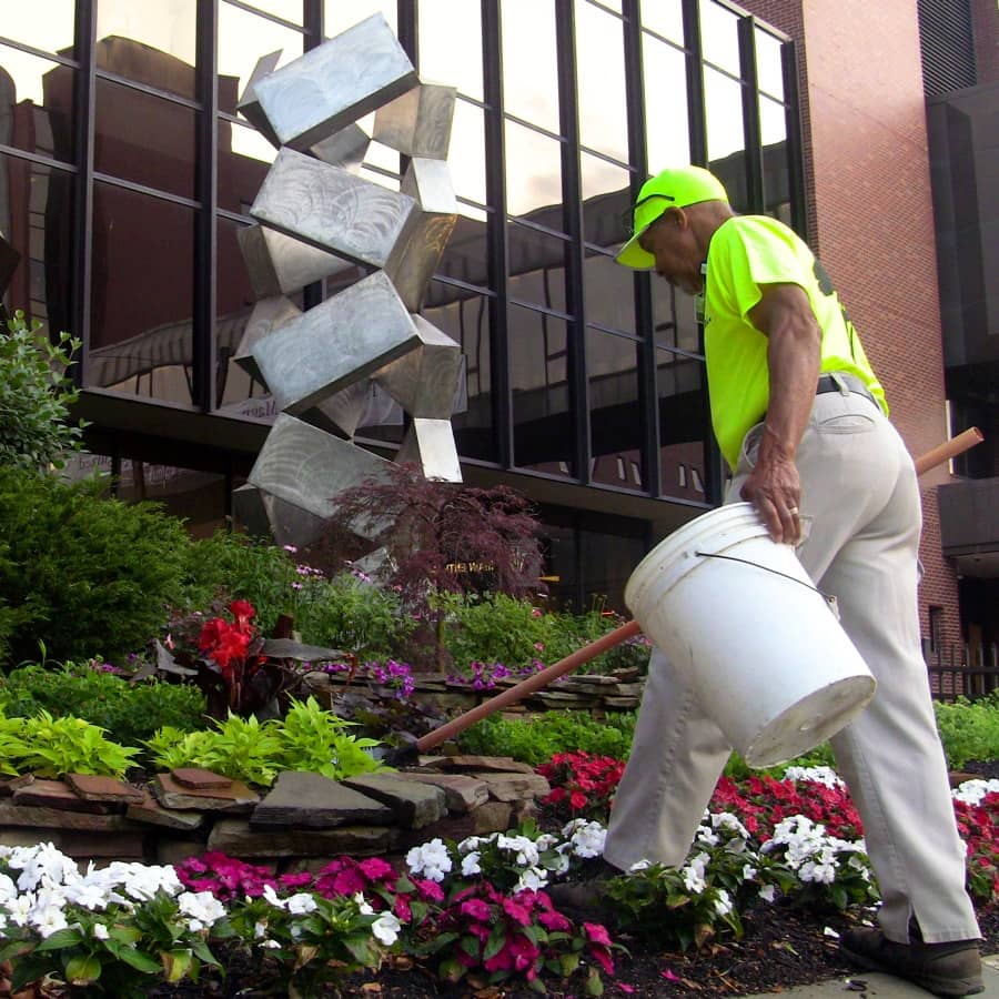 College campus grounds maintenance crew