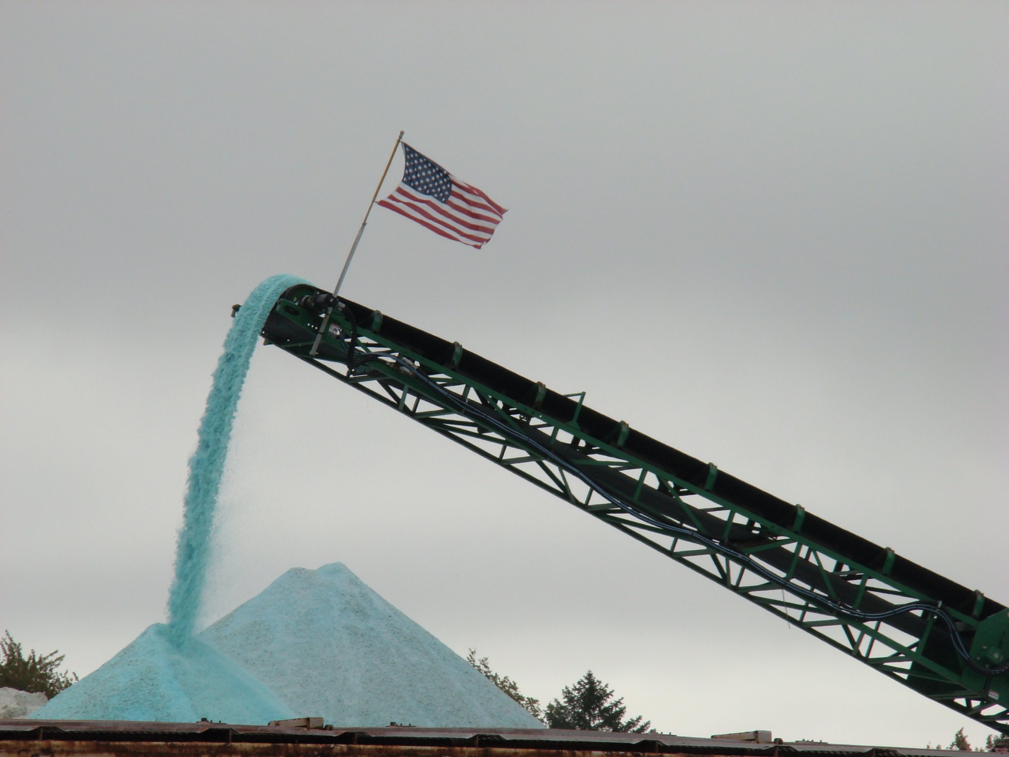 Large mounds of ice melt product