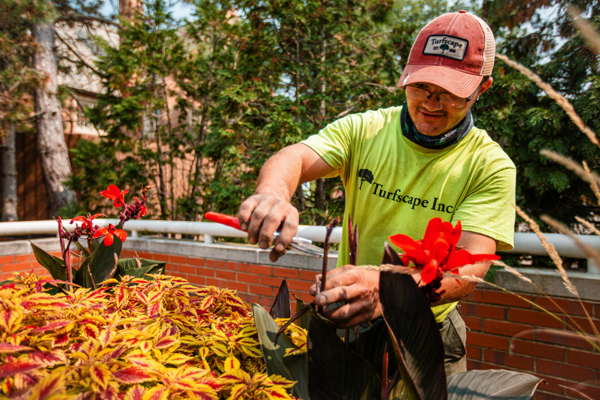 Commercial Landscaping John Carroll University Crew Pruning Maintenance Planting Annuals
